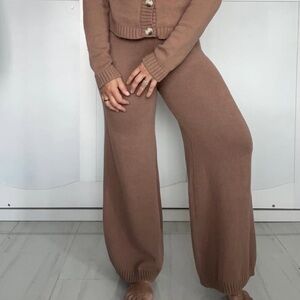 Sincerely Jules Brown Knit Wide Leg Pants